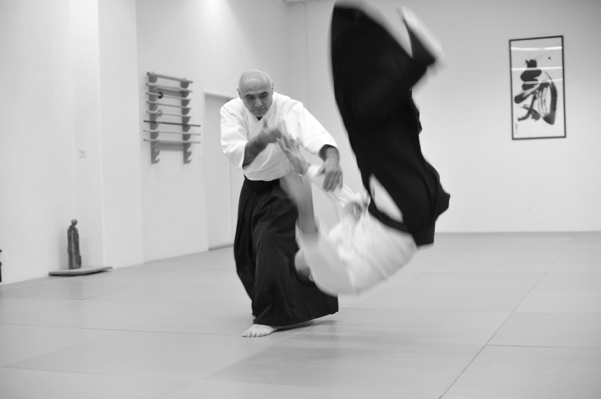 Sensei pokazuje technikę aikido